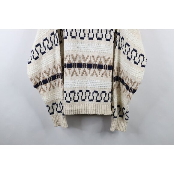 Vtg 90s Streetwear Mens XL Distressed Chunky Cotton Fair Isle Knit Sweater USA - Picture 3 of 13